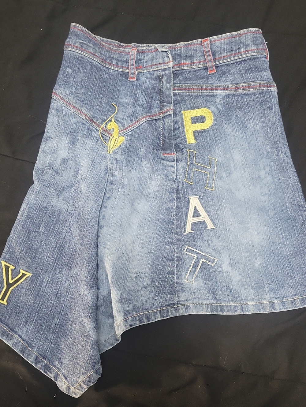 Vintage Y2K Baby Phat Size 6 Girlz Asymmetrical Acid Wash Denim Mini Skirt - Picture 1 of 7